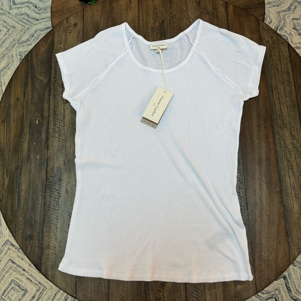 NYDJ | Forever Comfort Ribbed Raglan Short Sleeve Crew Tee